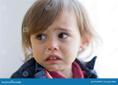 Sad Toddler Girl Looks Afraid Stock Photo Image Of Afraid