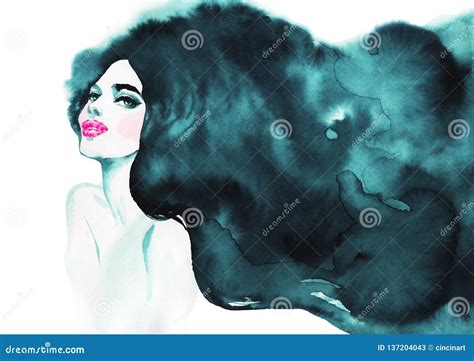 Watercolor Portrait Of Sexual Woman Stock Illustration Illustration Of Color Female 137204043