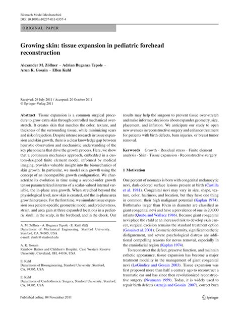 PDF Growing Skin Tissue Expansion In Pediatric Forehead Reconstruction