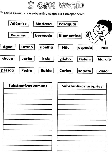 ATIVIDADES COM SUBSTANTIVOS COMUM E PRÓPRIO