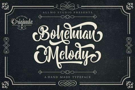 Bohemian Melody Typeface Lettering Vintage Fonts