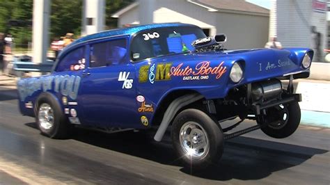 ride aong in steve crook s blew by you 1956 chevy aa gasser nostalgia drag racing drag racing