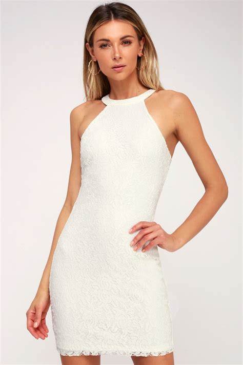 sexy white dress lace dress halter dress bodycon dress lulus