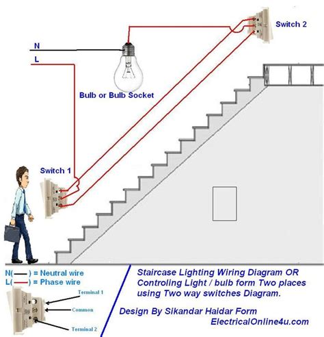 Two Way Light Switch Diagram Or Staircase Lighting Wiring Diagram