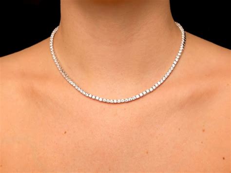 Tennis Necklace 3mm 1375 7800tcw Round Created Diamond 925 Etsy