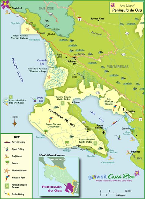 Osa Peninsula And Drake Bay Map Costa Rica Go Visit Costa Rica