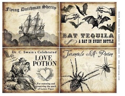 Witch Wine Labels Ii 4x5 Digital Collage Sheet For Potions Etsy