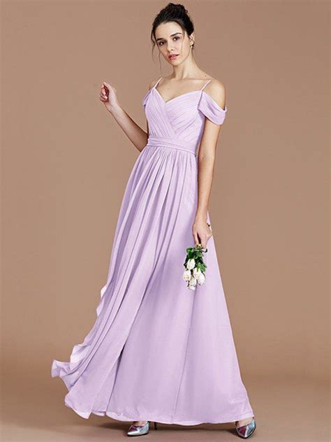 Lilac Stunning Bridesmaid Dresses Floor Length Chiffon Bridesmaid