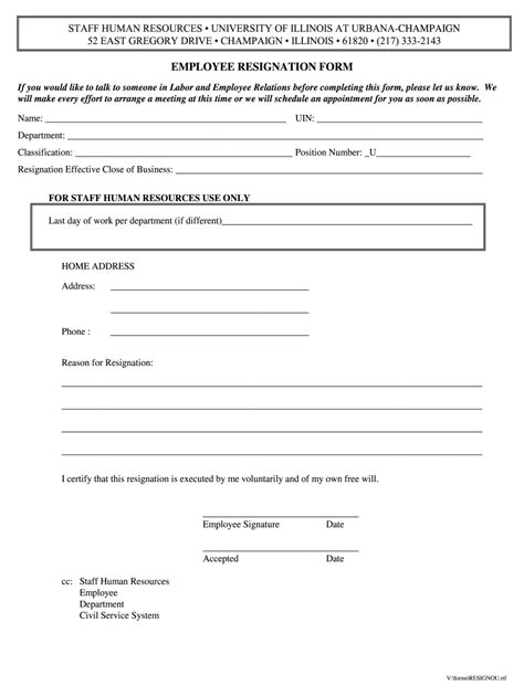 Uiuc Employee Resignation Form Fill And Sign Printable Template