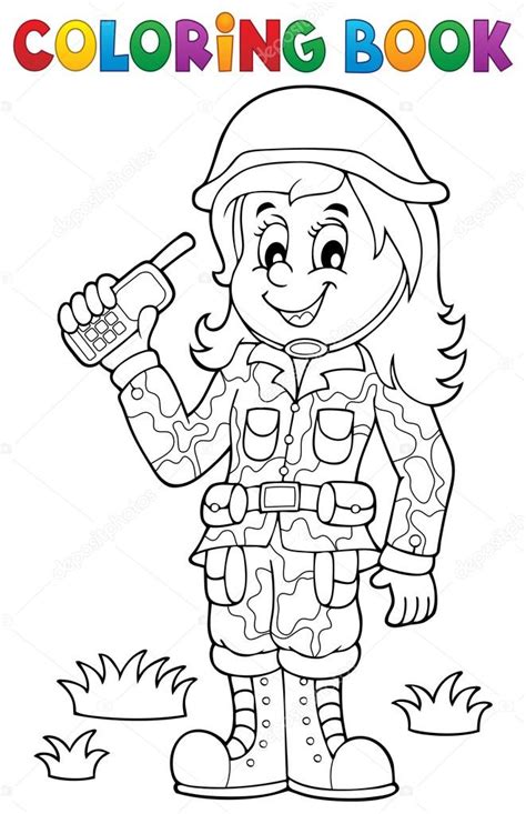 libro para colorear mujer soldado tema 1 vector de stock por ©clairev 99637736