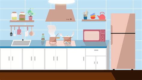 Cartoon Home Kitchen Background Material In 2020 Kitchen Background