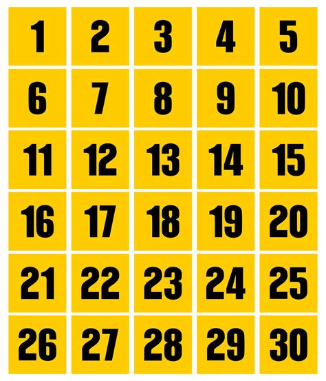 numbers 1 30 for kids free printable numbers printable calendar numbers printable numbers - 10 ...