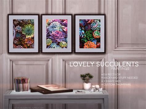 The Sims Resource Lovely Succulents Paintings By Sugar Owl • Sims 4