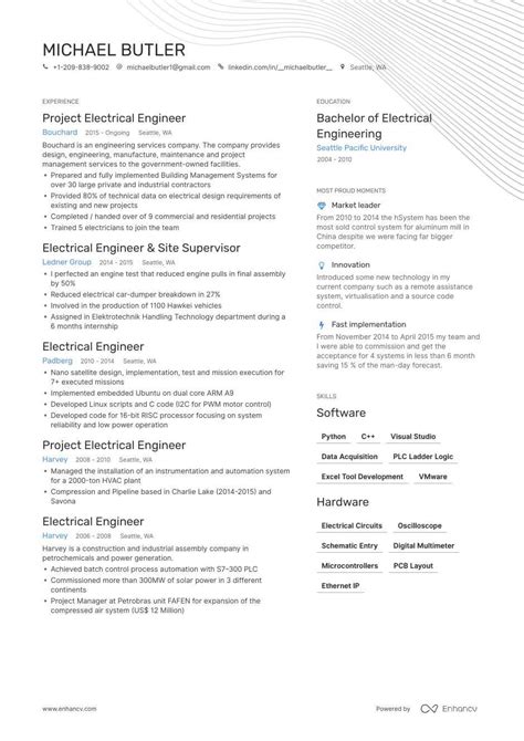 Your civil engineer cv should illuminate your ability to design, build, and maintain construction projects and systems. Electrical Engineer Resume Examples | Pro Tips Featured | Enhancv