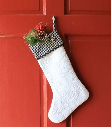 White Matelasse Christmas Stocking By Sassyshades On Etsy 40 00 Christmas Stockings All