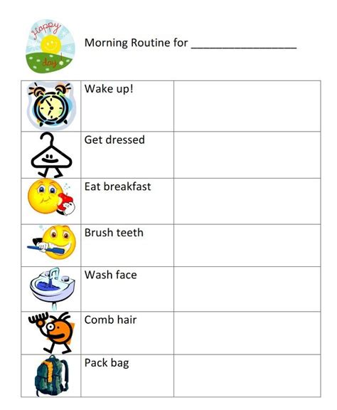 Morning Chart Charts For Kids Routine Chart Morning Routine Kids