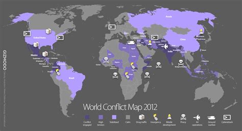 World Map Of All Wars And Conflicts Happening In 2012