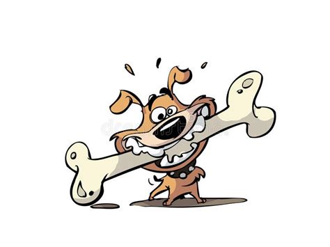 Cartoon Of Dog Biting Bone Royalty Free Illustration