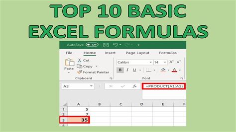 Top Basic Excel Formulas Ms Excel Tutorial Youtube