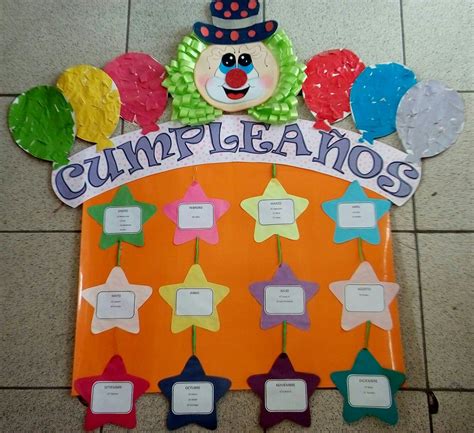 Cartel De Cumpleaños Sectores Decoración De Aula Preescolar