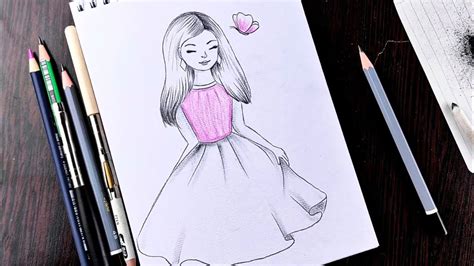 Como Dibujar A Una Chica Con Un Hermoso Vestido Una Linda Chica