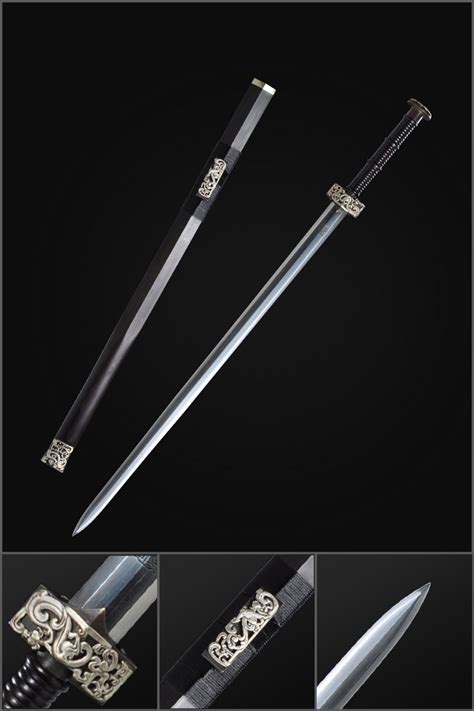 Handmade Chinese Sword Silver Dragon Han Jian Folded Steel Eight Sided