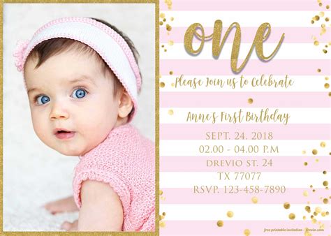 Invitations Paper And Party Supplies 1st Birthday Photo Invitations