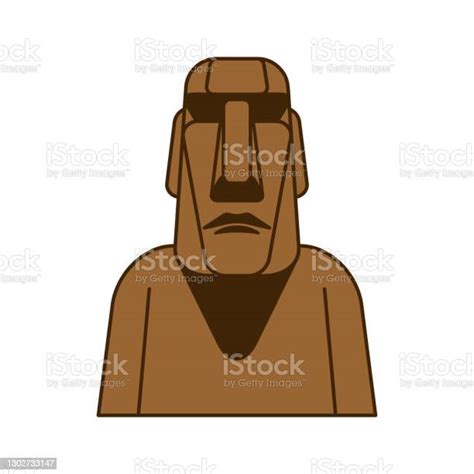 Easter Island Idol Isolated Moai Ancient Statues Vector Illustration