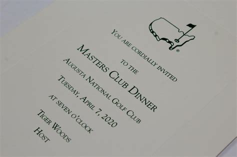 Lot Detail Charles Coodys 2020 Masters Champions Dinner Invitation