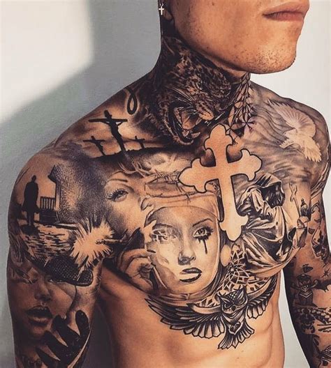 Pin By Maria On My Kind Off Guy Full Chest Tattoos Torso Tattoos