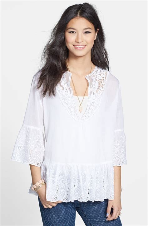 Sorrento Embroidered Bell Sleeve Peasant Top Juniors Nordstrom