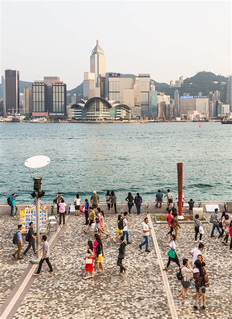 Tourists In Hong Kong Waterfront Promenade 1 Photograph By Didier