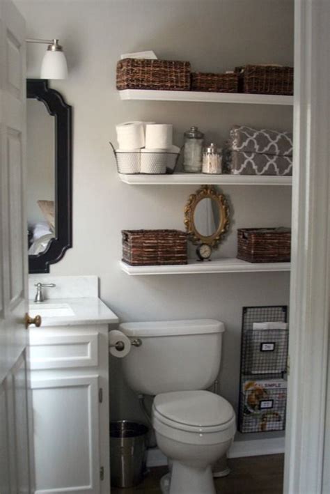 Bathroom floating shelves for extra storage. 26 SImple Bathroom Wall Storage Ideas - Shelterness