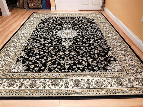 Large Black Living Room Rug Traditional Rugs Medallion 8x10 Area Rugs