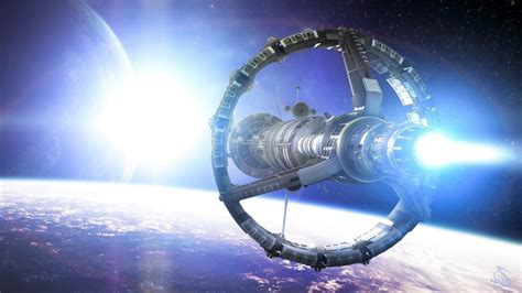 Space Ship Between Planetary Journey Through Space 4k