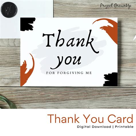 Printable Card Thank You For Forgiving Me Etsy