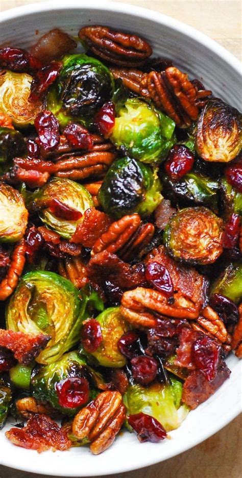 Roasted Brussels Sprouts With Bacon Toasted Pecans And Cranberries