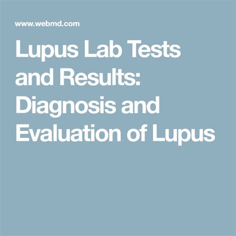 Laboratory Tests For Lupus Diagnosis Lupus Diagnosis Lupus Chronic