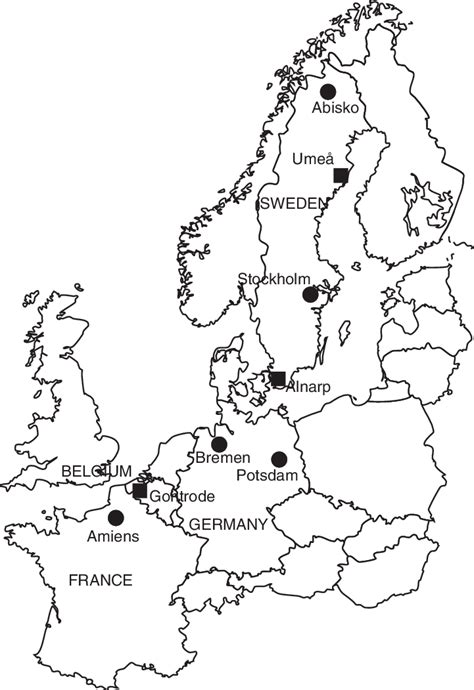 Map Of Northwestern Europe Showing The Latitudinal Gradient Along Which