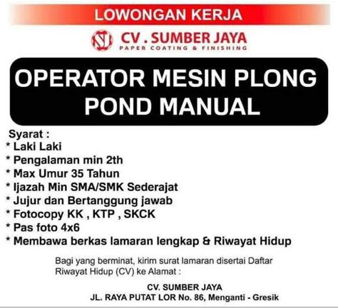 Jadi teringat saya saat pertama kali bekerja diperusahaan ini. Lowongan Operator Produksi Gresik - Gibran Waluyo di ...