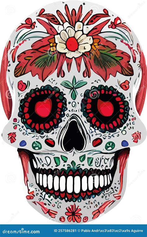 Sugar Skull Mexican Catrina Vector Logo Stock Vector Illustration Of