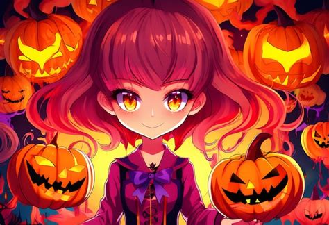 Premium Ai Image Girl Halloween Anime