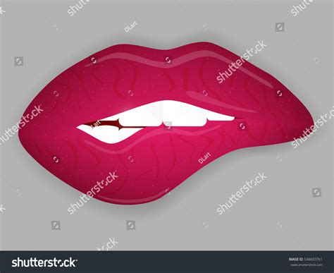 Sexy Biting Lips Vector Illustration Stock Vector Royalty Free