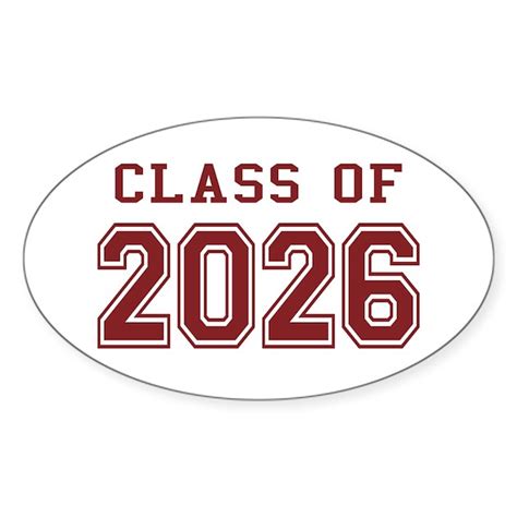 Class Of 2026 Red Sticker Oval By Mightyclass