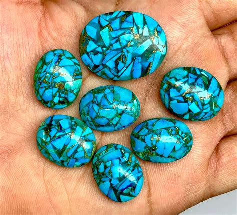 Aaa Gold Copper Turquoise Stone And Regalite Cabochon Dyed Gemstone