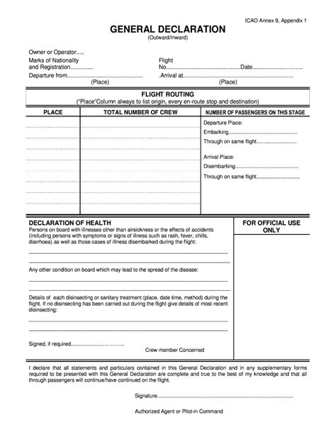 Icao General Declaration Form Pdf Fill Out And Sign Printable Pdf