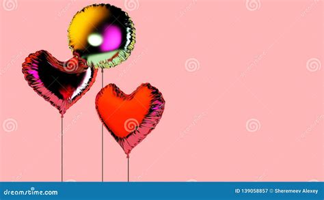 Multicolored Balloons On Pink Weddings And Holidays Stock Illustration