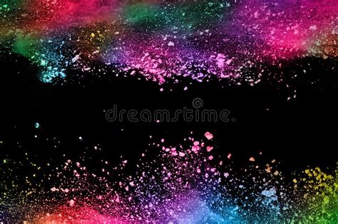 Abstract Colored Dust Explosion On A Black Background Stock Image