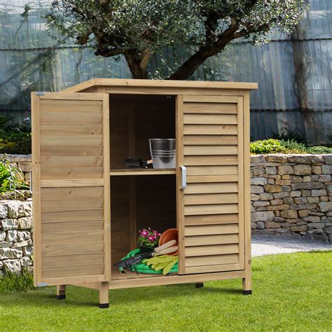Outsunny Garden Storage Shed Solid Fir Wood Garage Organisation Sturdy