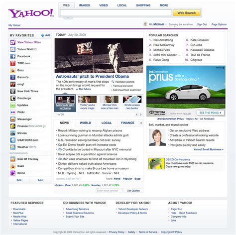 Introducing The New 2009 Yahoo Homepage Compare It With T Flickr